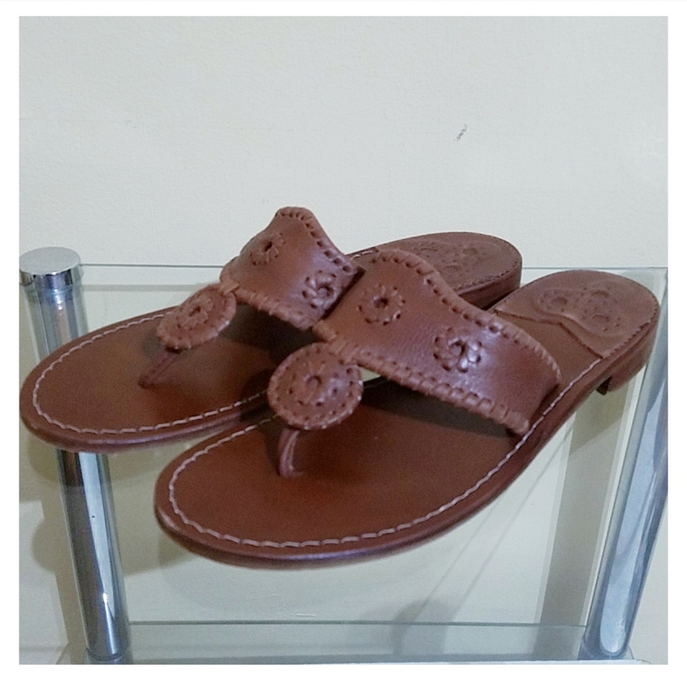 Jack Rogers Brown Leather Thong Sandals